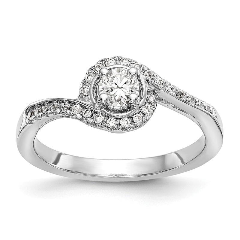 14k White Gold Diamond Round Semi-mount By-Pass Engagement Ring - Seattle Gold Grillz