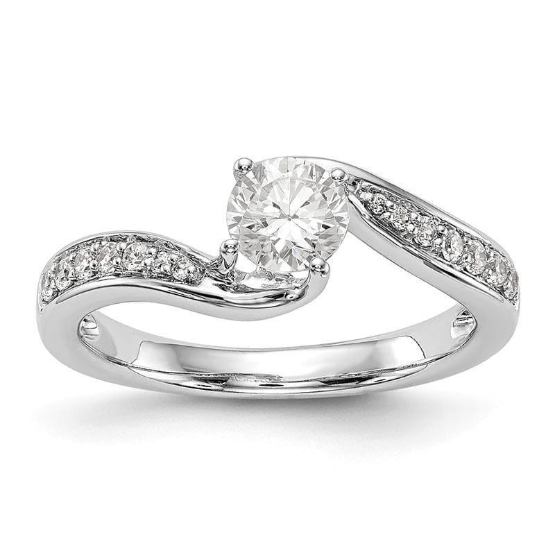 14k White Gold Diamond Round Semi-mount By-Pass Engagement Ring - Seattle Gold Grillz
