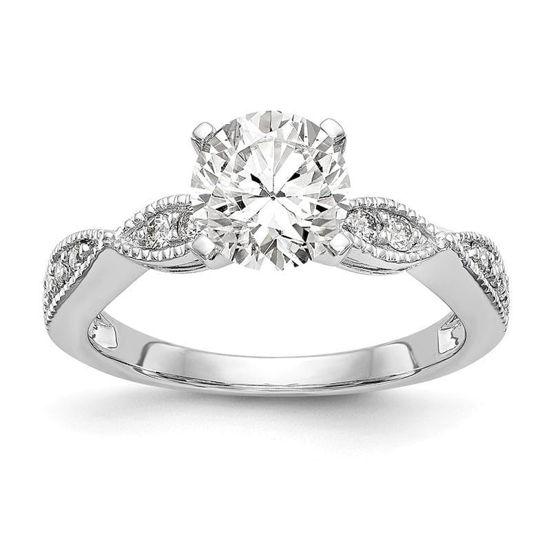 14k White Gold Diamond Round Semi-mount Criss-Cross Engagement Ring - Seattle Gold Grillz