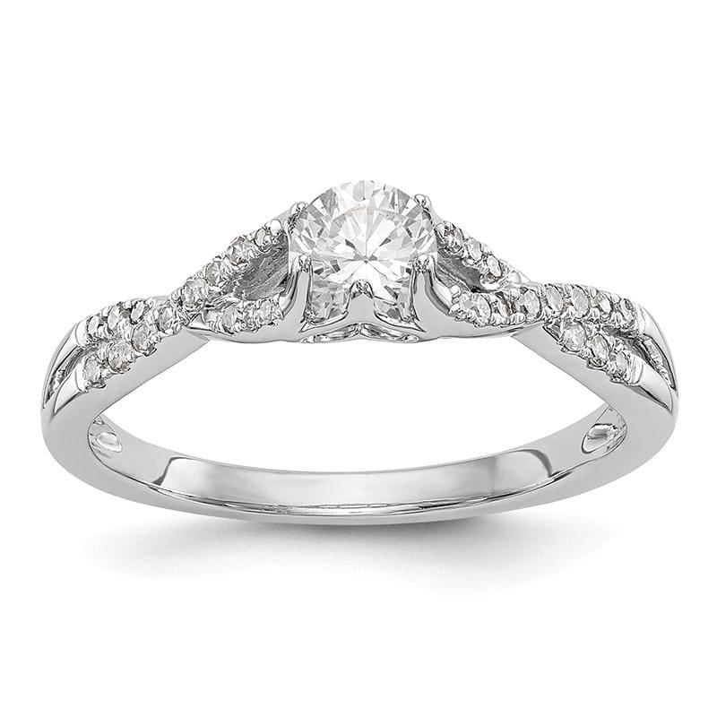 14k White Gold Diamond Round Semi-mount Criss-Cross Engagement Ring - Seattle Gold Grillz