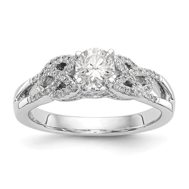 14k White Gold Diamond Round Semi-mount Criss-Cross Engagement Ring - Seattle Gold Grillz