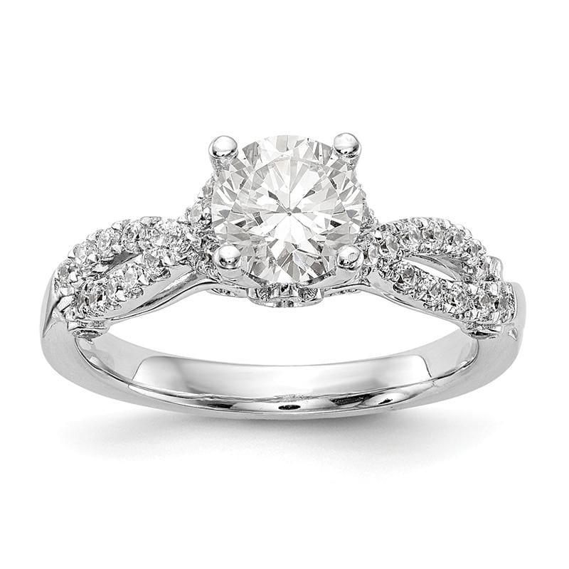 14k White Gold Diamond Round Semi-mount Criss-Cross Engagement Ring - Seattle Gold Grillz