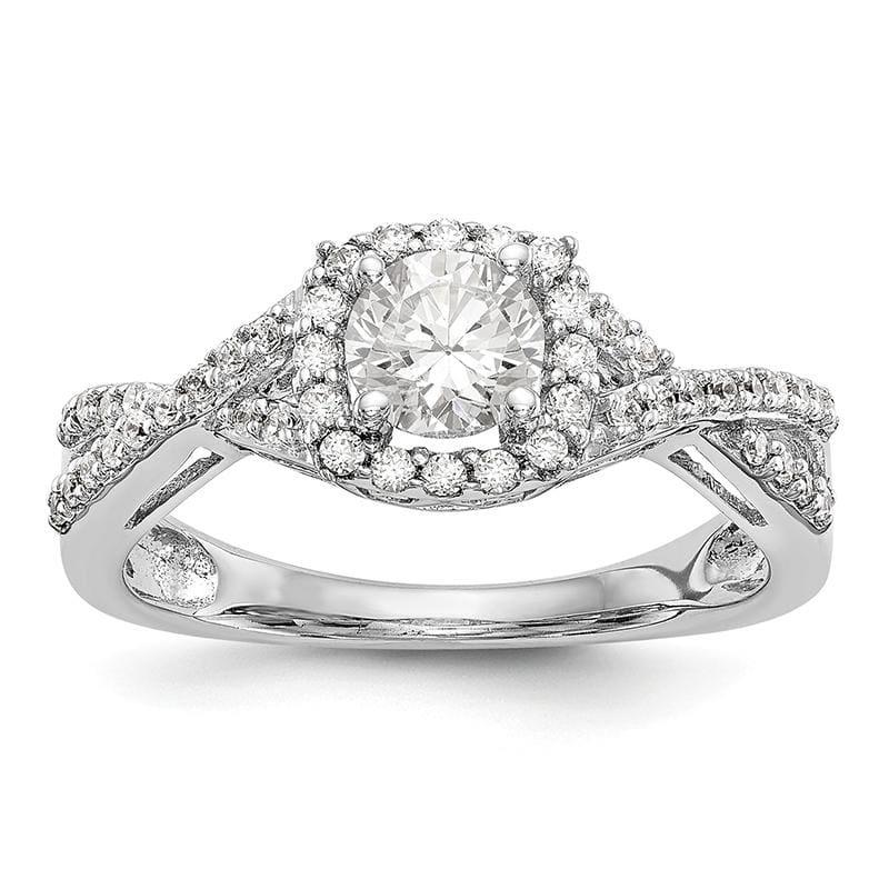 14K White Gold Diamond Semi-Mount Halo Engagement Ring - Seattle Gold Grillz