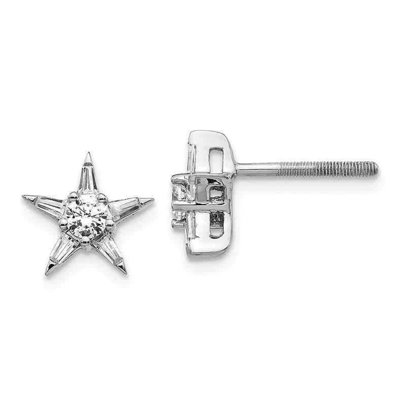 14k White Gold Diamond Star Shaped Earrings - Seattle Gold Grillz