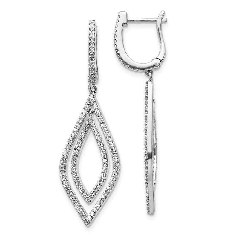 14K White Gold Diamond Teardrop Hinged Dangle Earrings - Seattle Gold Grillz