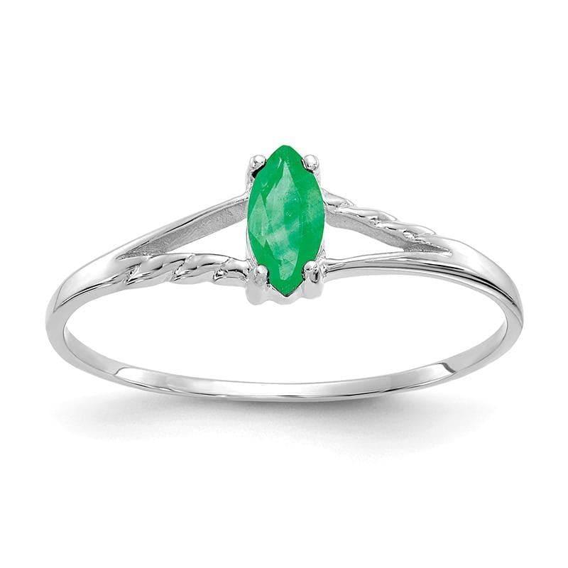 14k White Gold Emerald Birthstone Ring - Seattle Gold Grillz