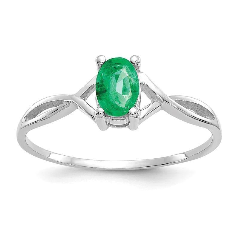 14k White Gold Emerald Birthstone Ring - Seattle Gold Grillz