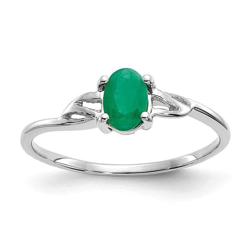 14k White Gold Emerald Birthstone Ring - Seattle Gold Grillz