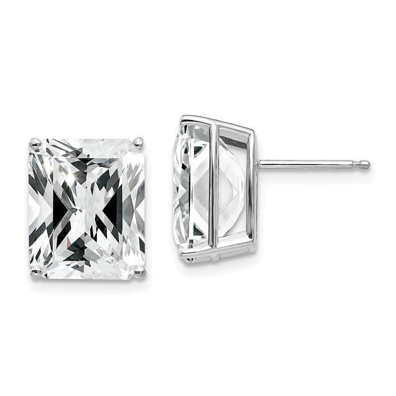 14k White Gold Emerald Cut Cubic Zirconia Stud Earrings - Seattle Gold Grillz