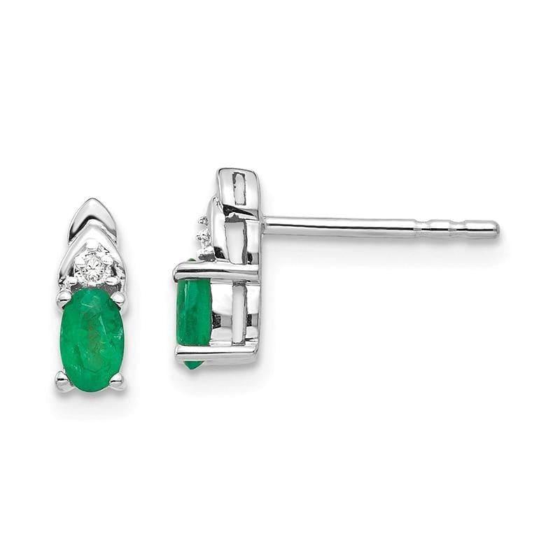 14k White Gold Emerald Diamond Earring - Seattle Gold Grillz