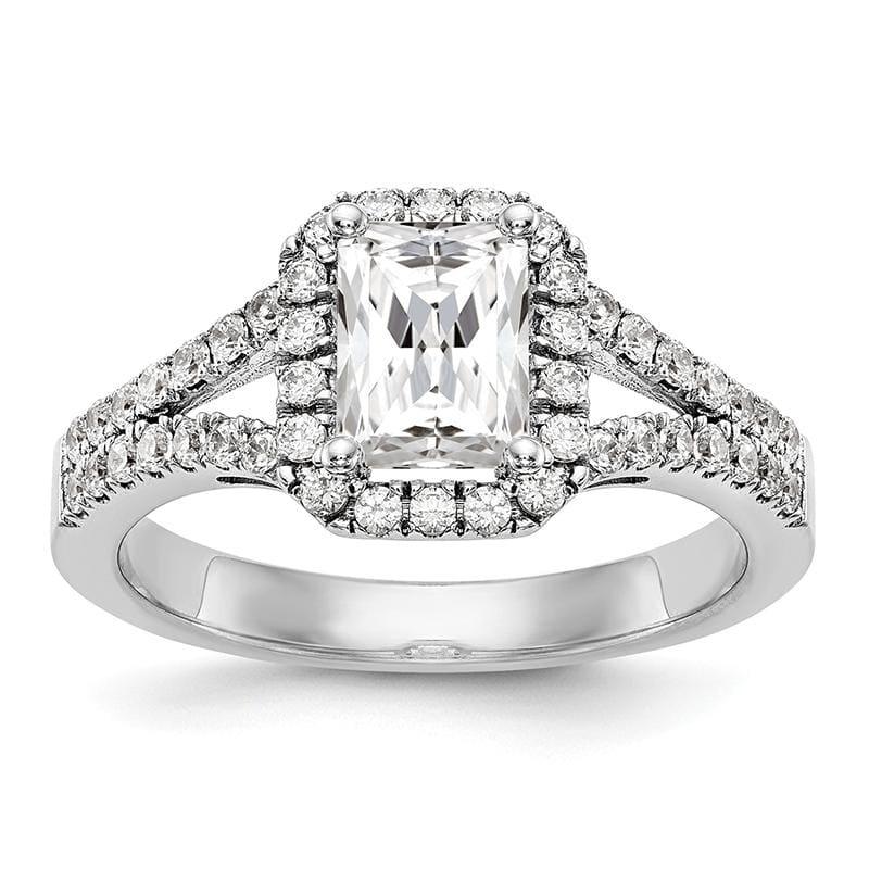 14K White Gold Emerald Halo Engagement Ring Mounting - Seattle Gold Grillz