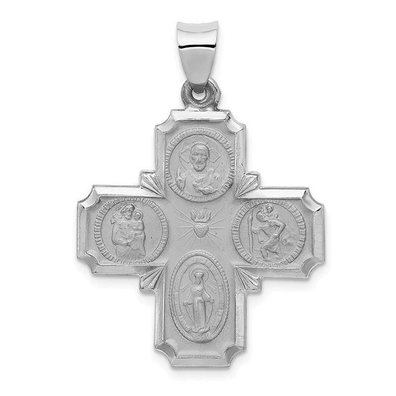 14k White Gold Four Way Medal Pendant - Seattle Gold Grillz