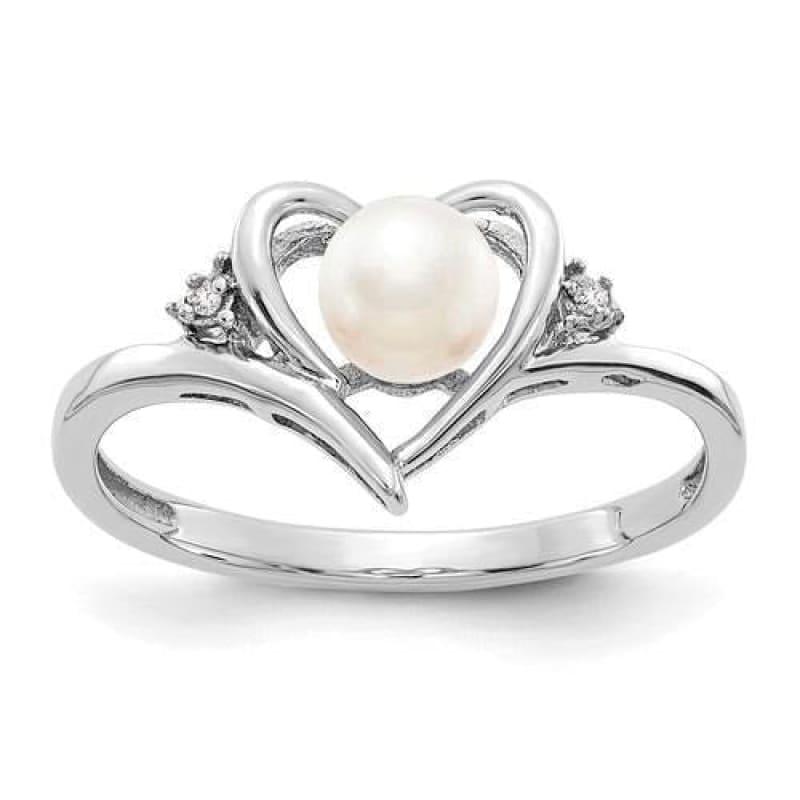 14K White Gold Freshwater Cultured Pearl And Diamond Ring - Seattle Gold Grillz