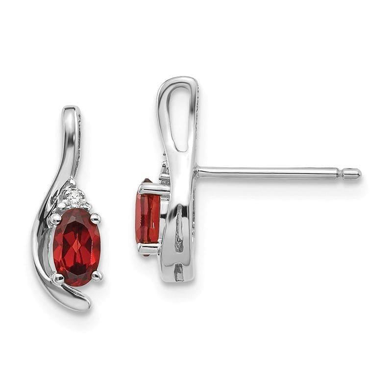 14k White Gold Garnet Diamond Earring - Seattle Gold Grillz