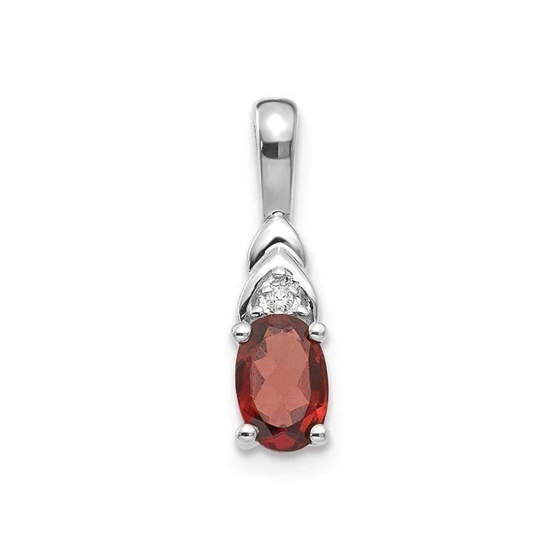 14k White Gold Garnet Diamond Pendant - Seattle Gold Grillz
