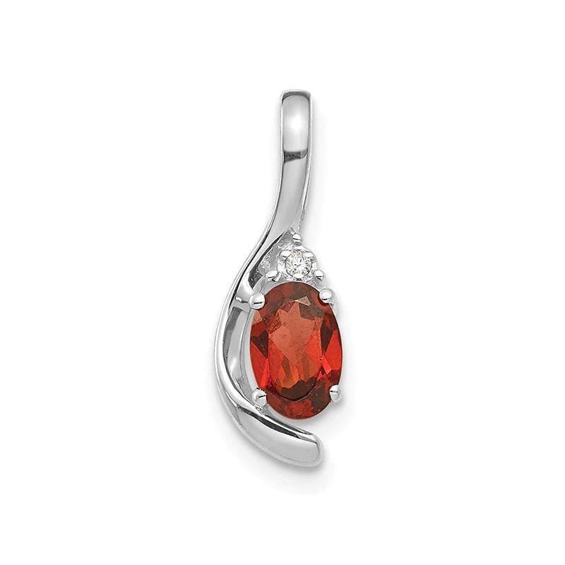 14k White Gold Garnet Diamond Pendant - Seattle Gold Grillz