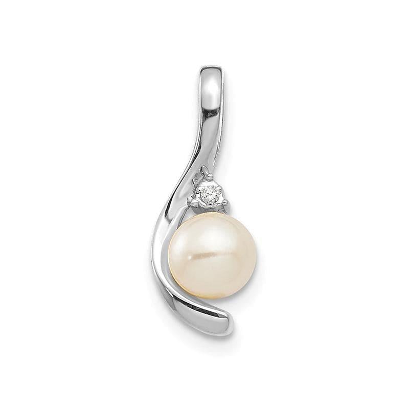 14k White Gold Genuine FW Cultured Pearl Diamond Pendant - Seattle Gold Grillz
