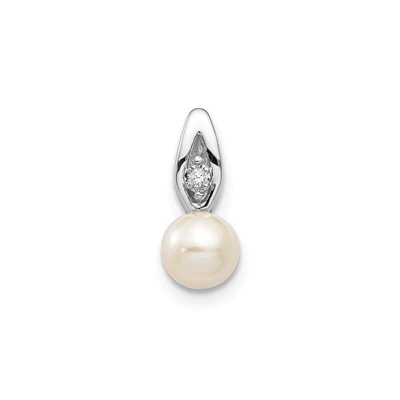 14k White Gold Genuine FW Cultured Pearl Diamond Pendant - Seattle Gold Grillz