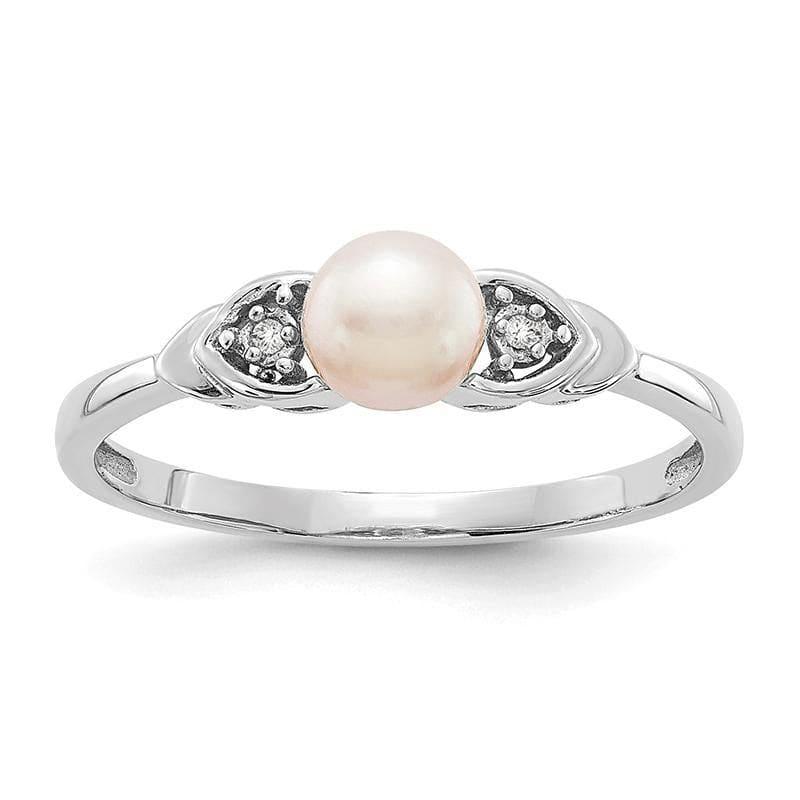 14k White Gold Genuine FW Cultured Pearl Diamond Ring - Seattle Gold Grillz