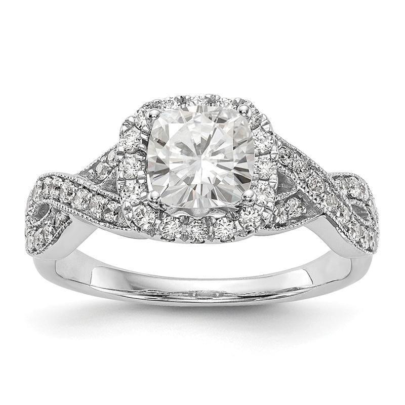 14K White Gold Halo Engagement Ring Mounting - Seattle Gold Grillz