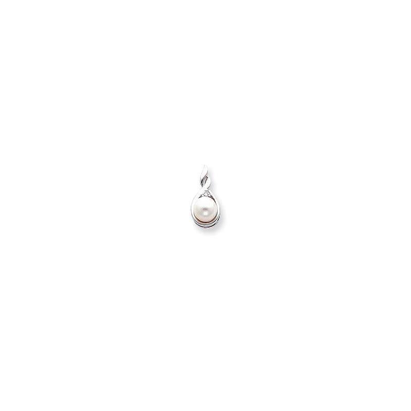 14k White Gold Holds 7mm Pearl & 2mm Diamond Pendant Mounting - Seattle Gold Grillz
