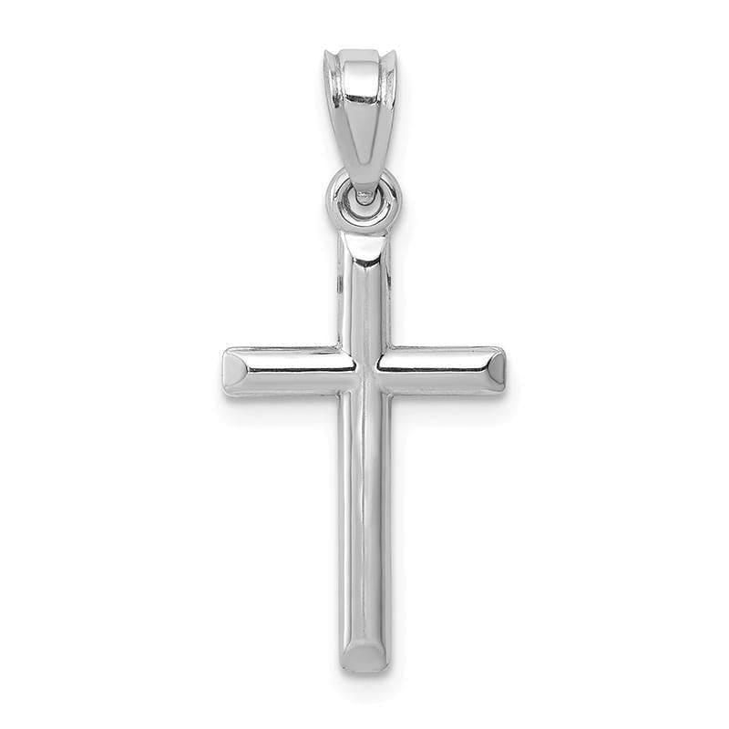 14k White Gold Hollow Cross Pendant | Weight: 0.47grams, Length: 26mm, Width: 13mm - Seattle Gold Grillz