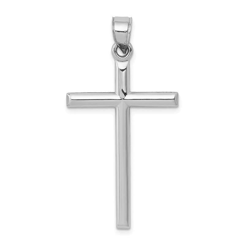 14k White Gold Hollow Cross Pendant. Weight: 0.92, Length: 38, Width: 20 - Seattle Gold Grillz