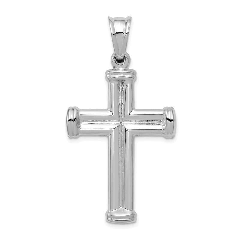 14k White Gold Hollow Cross Pendant. Weight: 2.42, Length: 38, Width: 24 - Seattle Gold Grillz