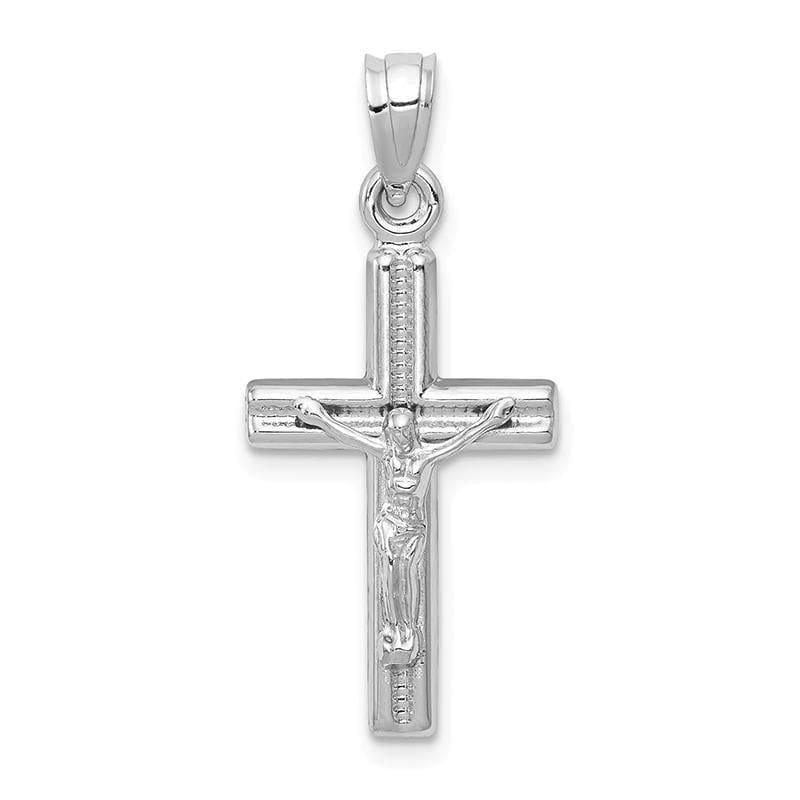 14k White Gold Hollow Crucifix Pendant. Weight: 0.75, Length: 30, Width: 14 - Seattle Gold Grillz