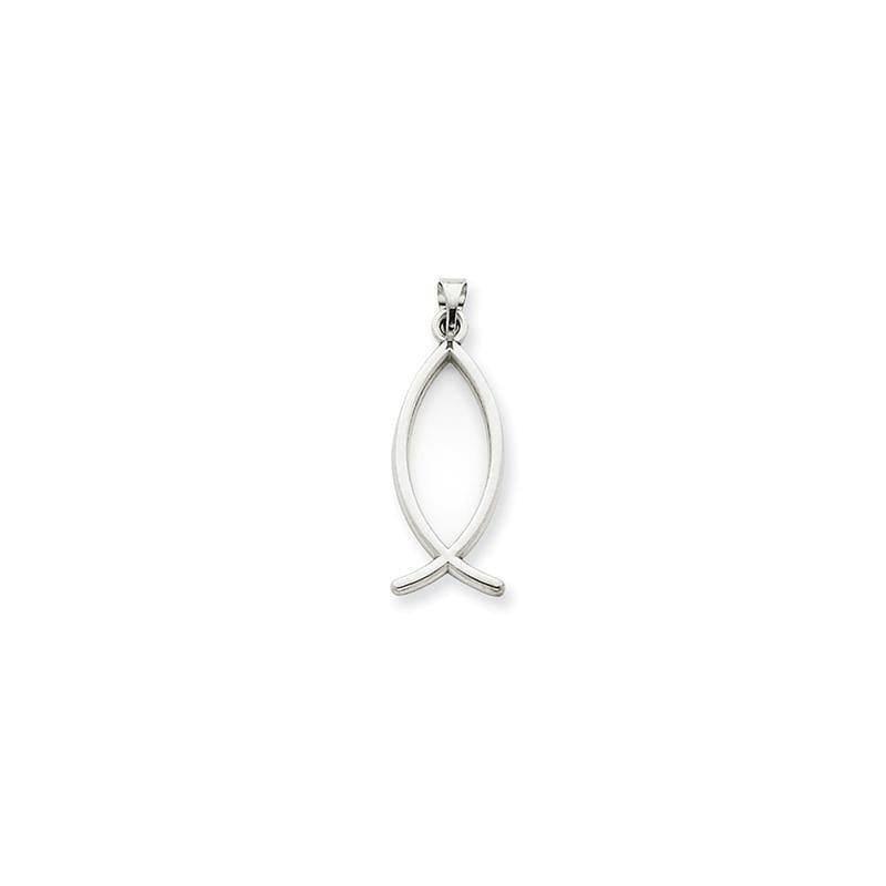14k White Gold Ichthus Fish Pendant - Seattle Gold Grillz