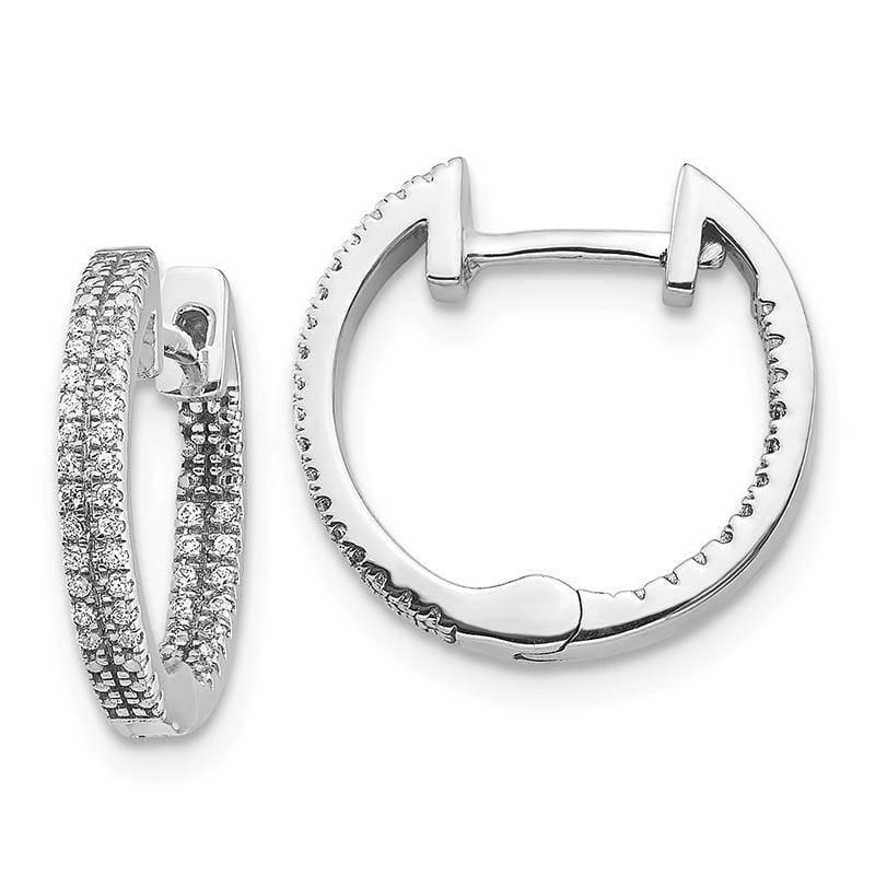 14k White Gold In & Out Diamond Hinged Hoop Earrings. 0.20ctw - Seattle Gold Grillz