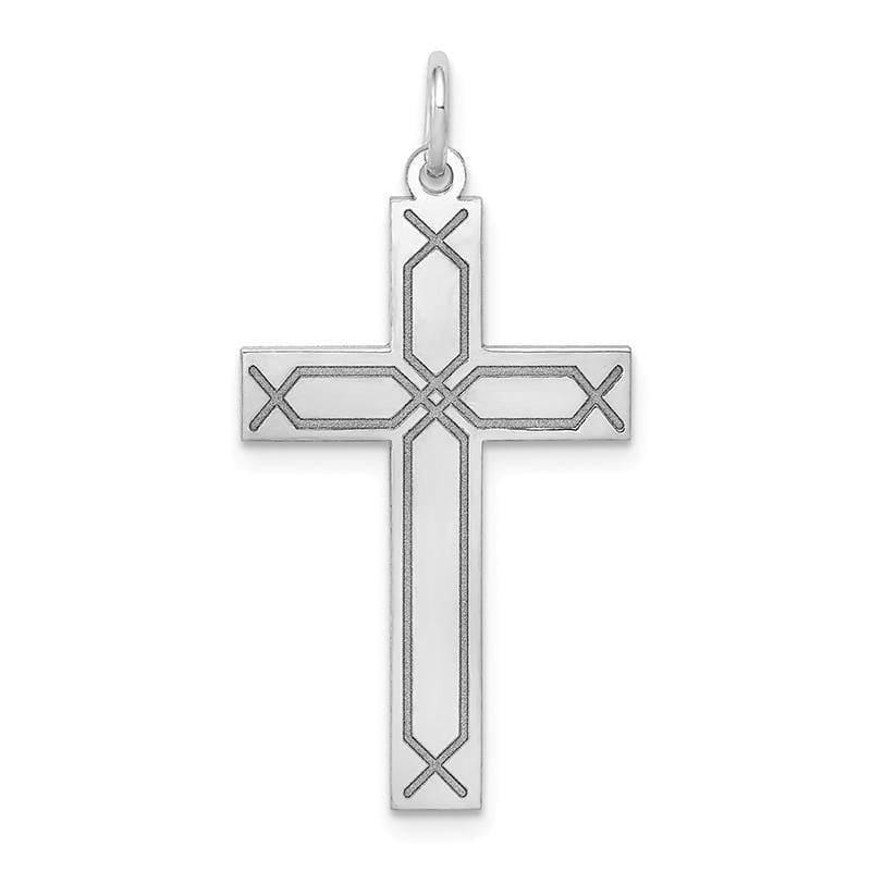 14K White Gold Laser Designed Cross Pendant - Seattle Gold Grillz