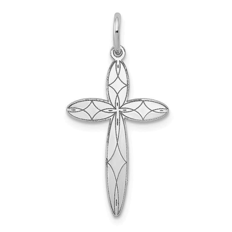 14K White Gold Laser Designed Cross Pendant - Seattle Gold Grillz