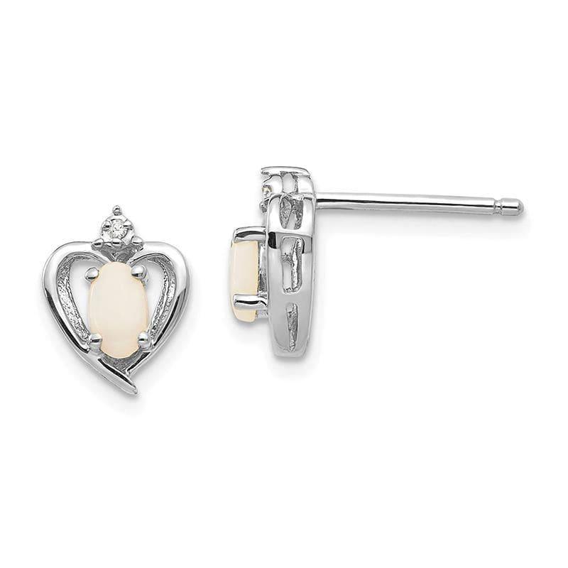 14k White Gold Opal Diamond Earring - Seattle Gold Grillz