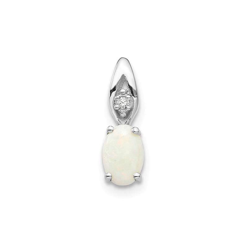 14k White Gold Opal Diamond Pendant - Seattle Gold Grillz