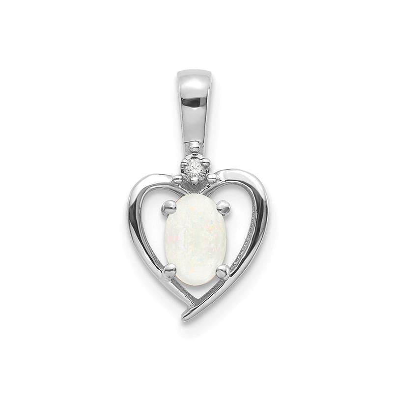 14k White Gold Opal Diamond Pendant - Seattle Gold Grillz