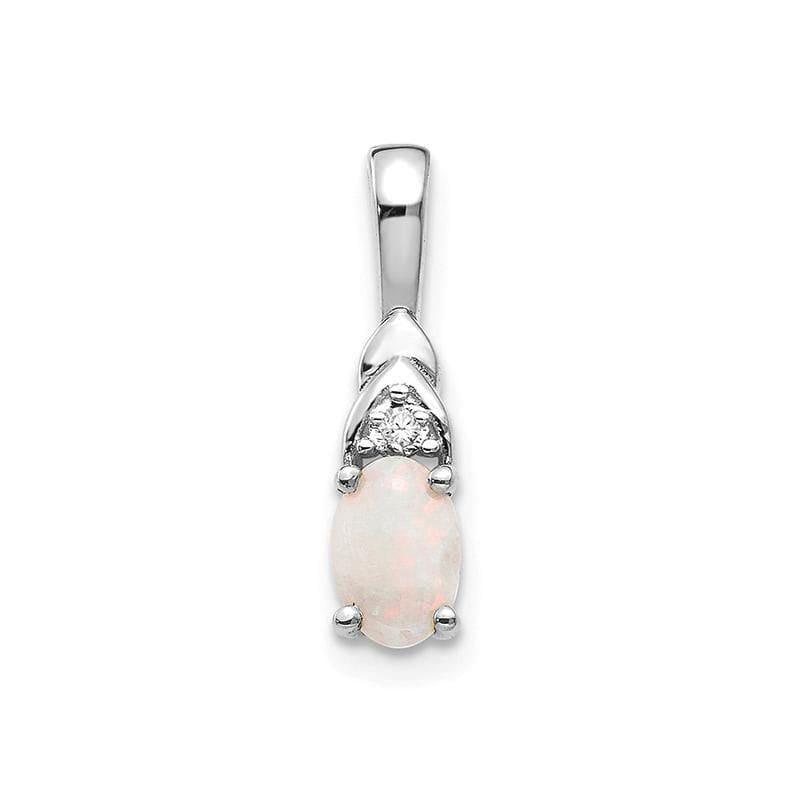 14k White Gold Opal Diamond Pendant - Seattle Gold Grillz
