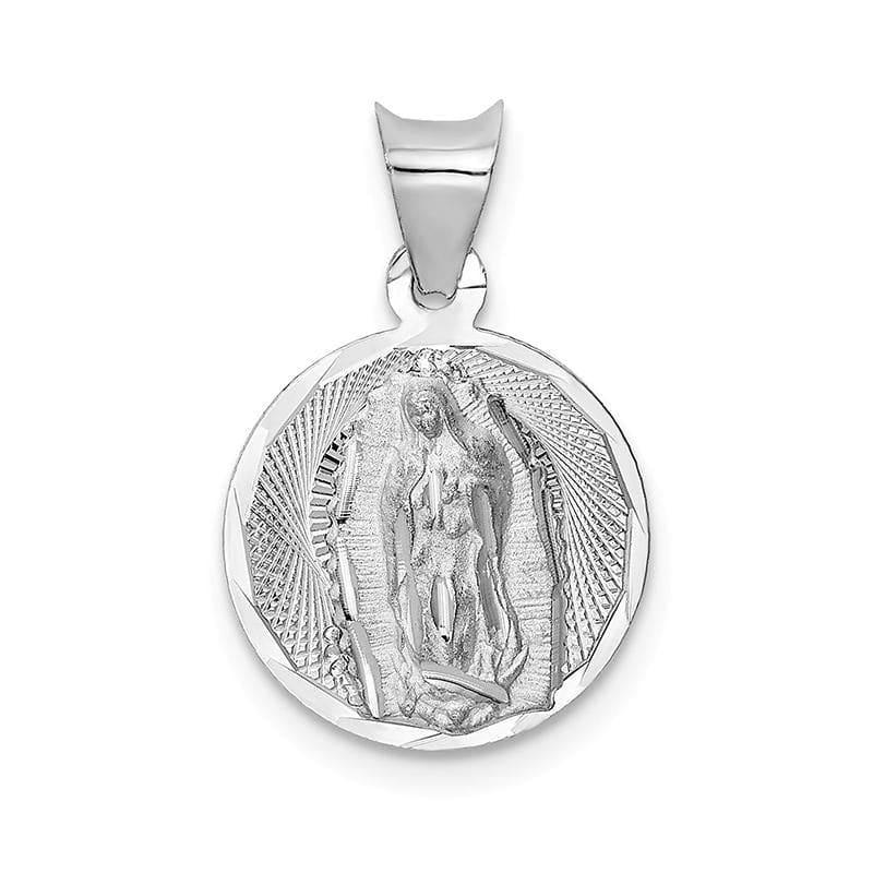 14k White Gold Our Lady of Guadalupe Circle Pendant - Seattle Gold Grillz