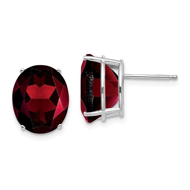 14k White Gold Oval Garnet Stud Earrings - Seattle Gold Grillz