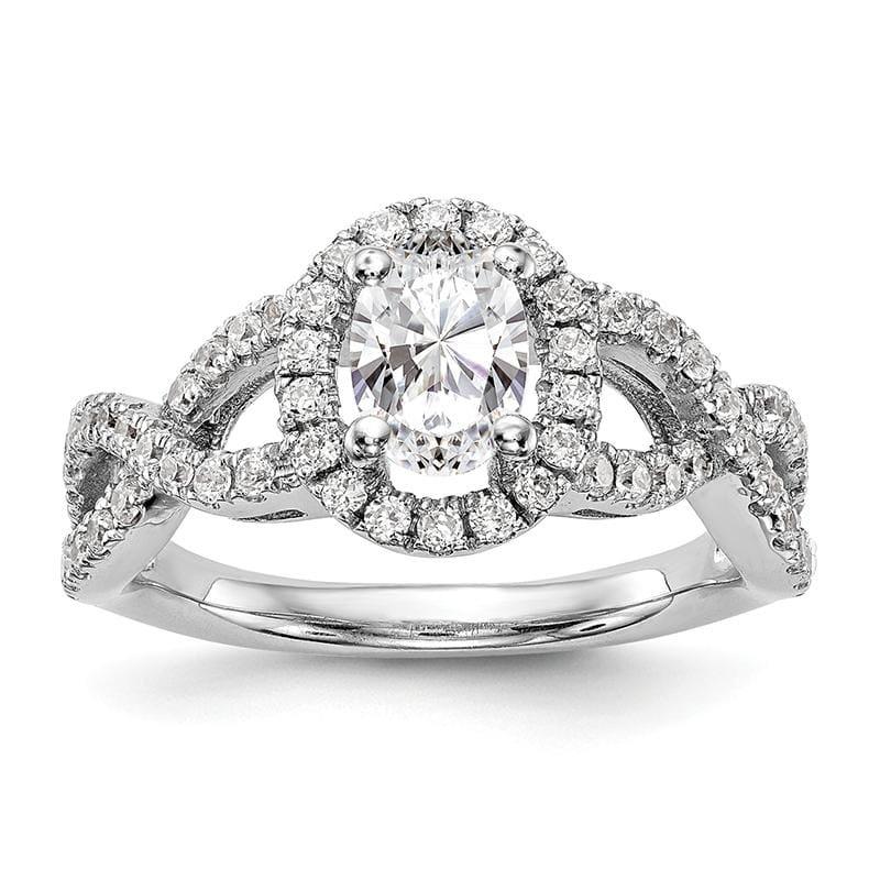14K White Gold Oval Oval Halo Engagement Ring Mounting - Seattle Gold Grillz