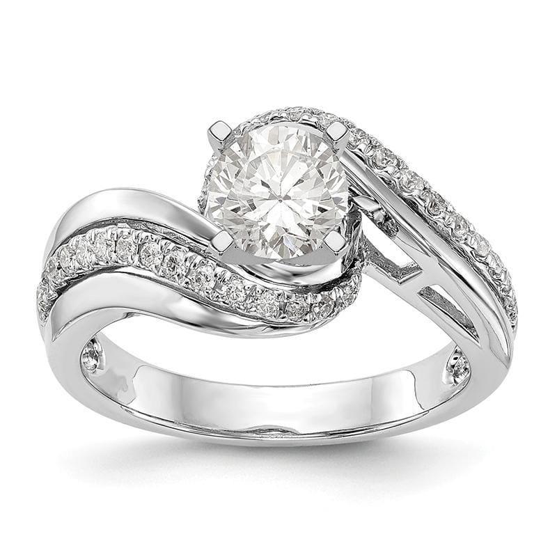 14k White Gold Peg Set By-Pass Engagement Ring Mounting - Seattle Gold Grillz