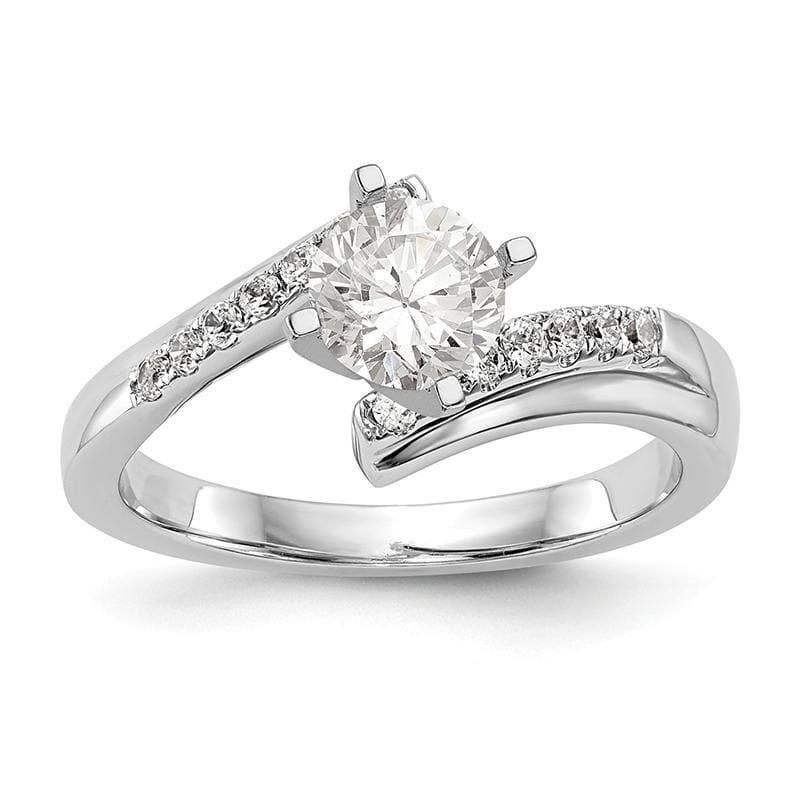 14k White Gold Peg Set By-Pass Engagement Ring Mounting - Seattle Gold Grillz