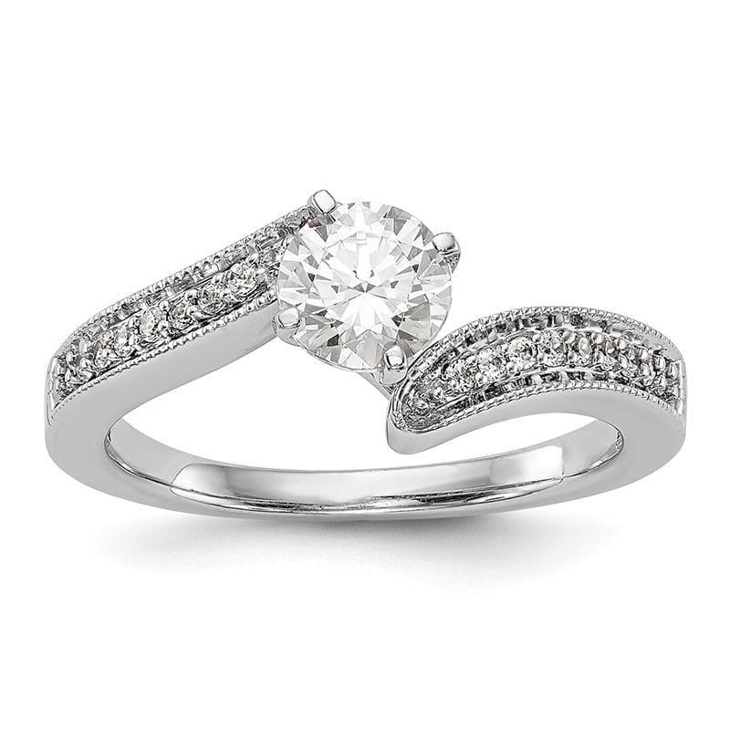 14k White Gold Peg Set By-Pass Engagement Ring Mounting - Seattle Gold Grillz