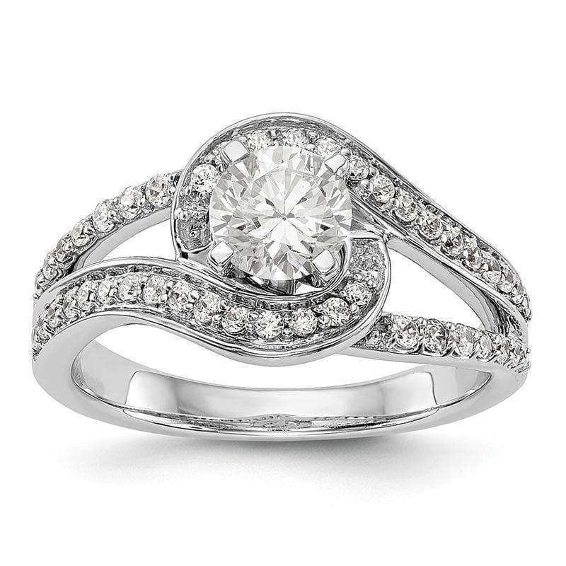 14k White Gold Peg Set By-Pass Engagement Ring Mounting - Seattle Gold Grillz