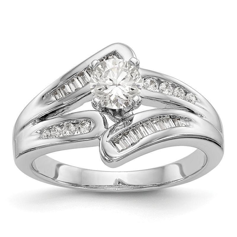 14k White Gold Peg Set By-Pass Engagement Ring Mounting - Seattle Gold Grillz