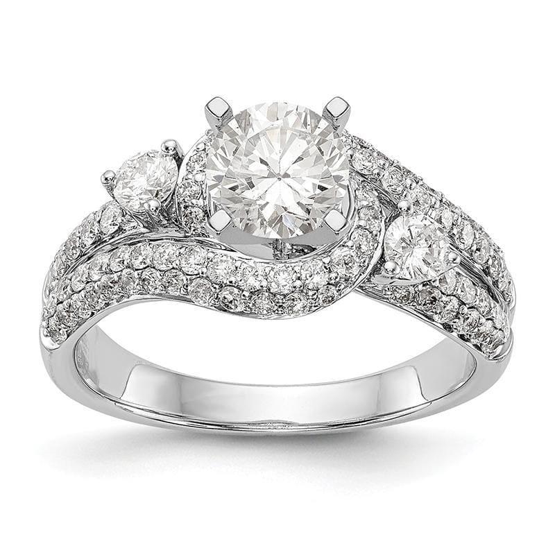 14k White Gold Peg Set By-Pass Engagement Ring Mounting - Seattle Gold Grillz