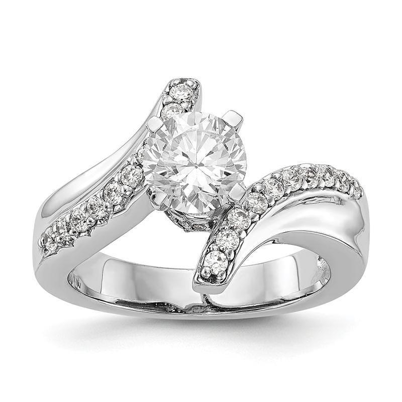 14k White Gold Peg Set By-Pass Engagement Ring Mounting - Seattle Gold Grillz