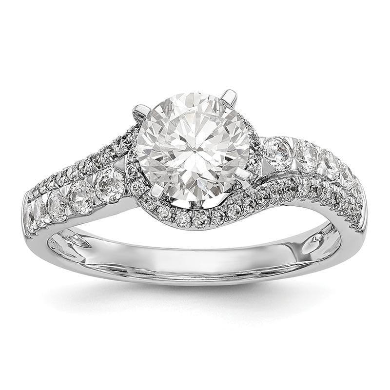 14k White Gold Peg Set By-Pass Engagement Ring Mounting - Seattle Gold Grillz