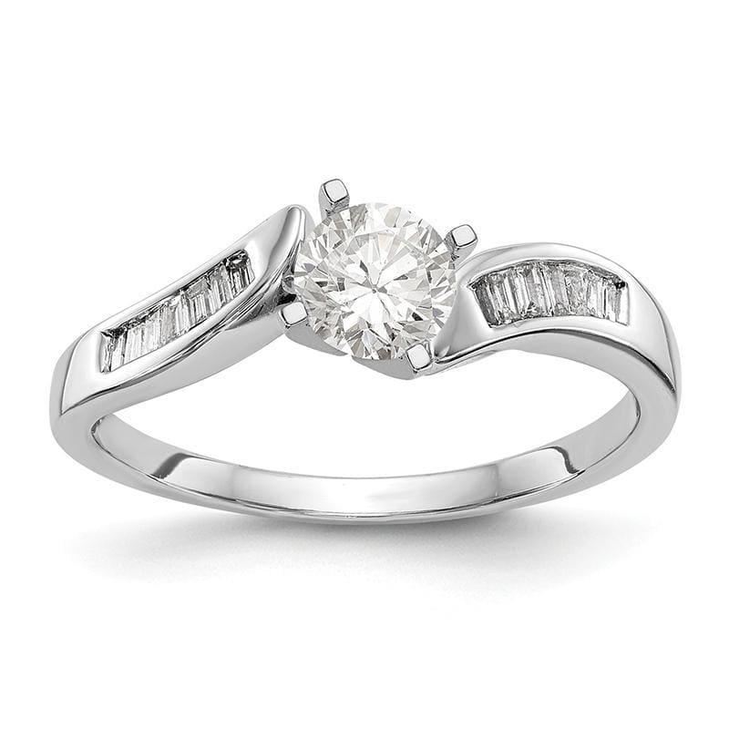 14k White Gold Peg Set By-Pass Engagement Ring Mounting - Seattle Gold Grillz