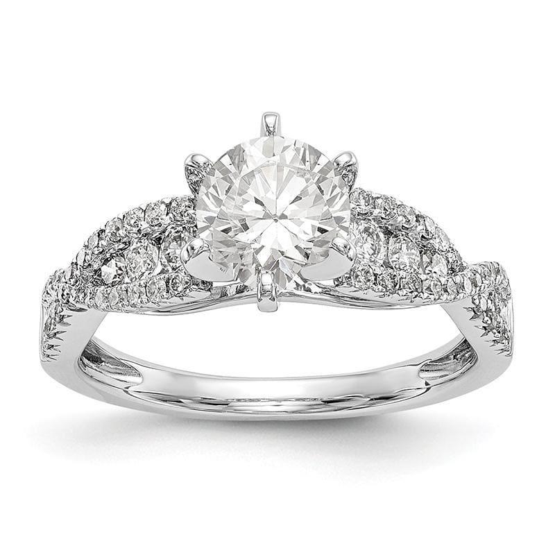 14k White Gold Peg Set Criss-Cross Engagement Ring Mounting - Seattle Gold Grillz